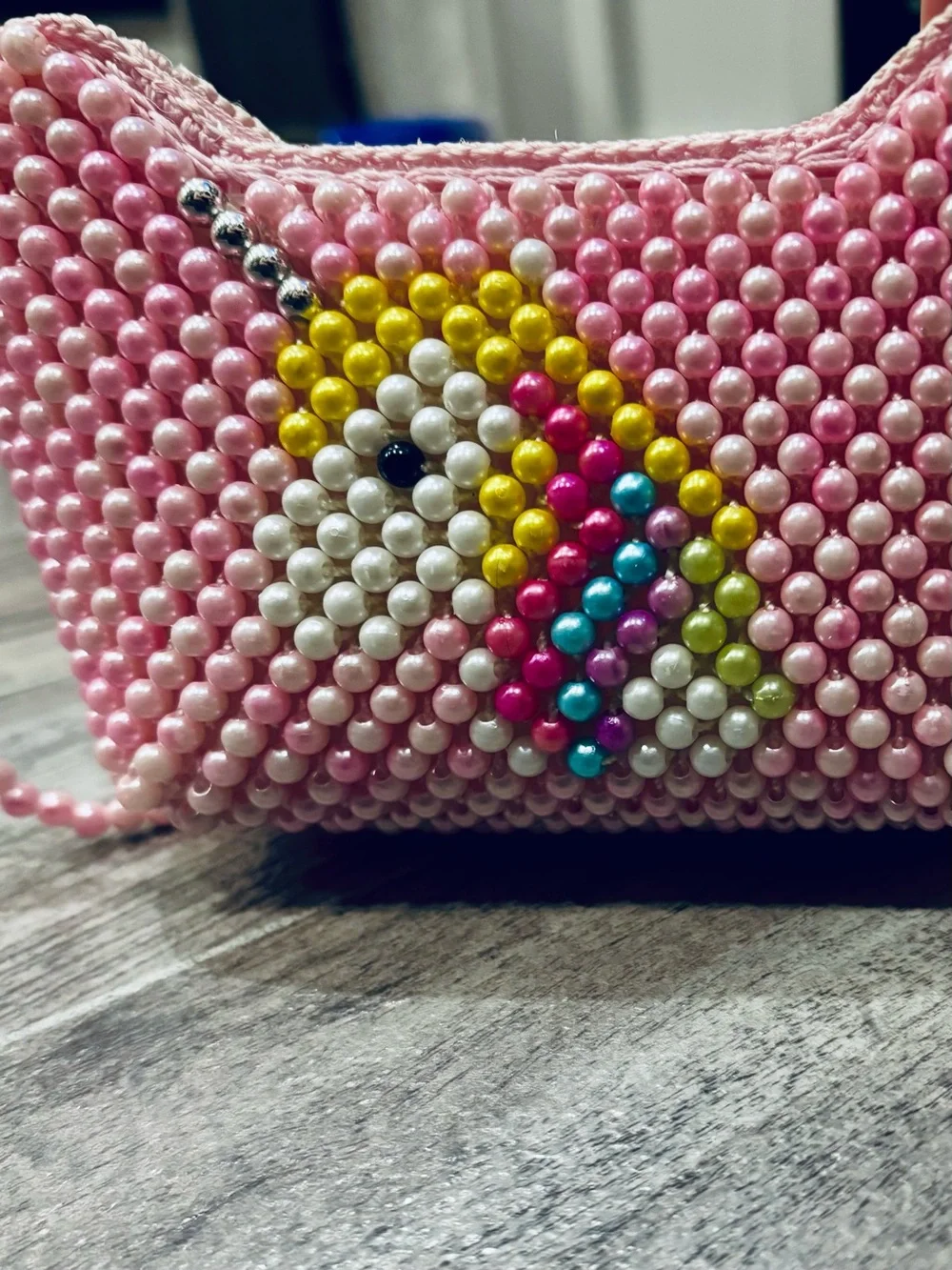 Girls Light Pink Unicorn Purse with Florida Beading